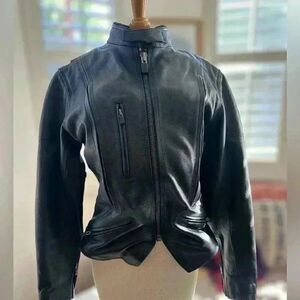 Milwaukee Leather Moto Jacket with speciality backpatch. Womans Small - Sexy.